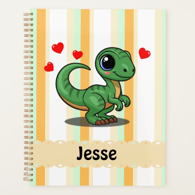 Personalized Velociraptor Dinosaur Planner (Front)
