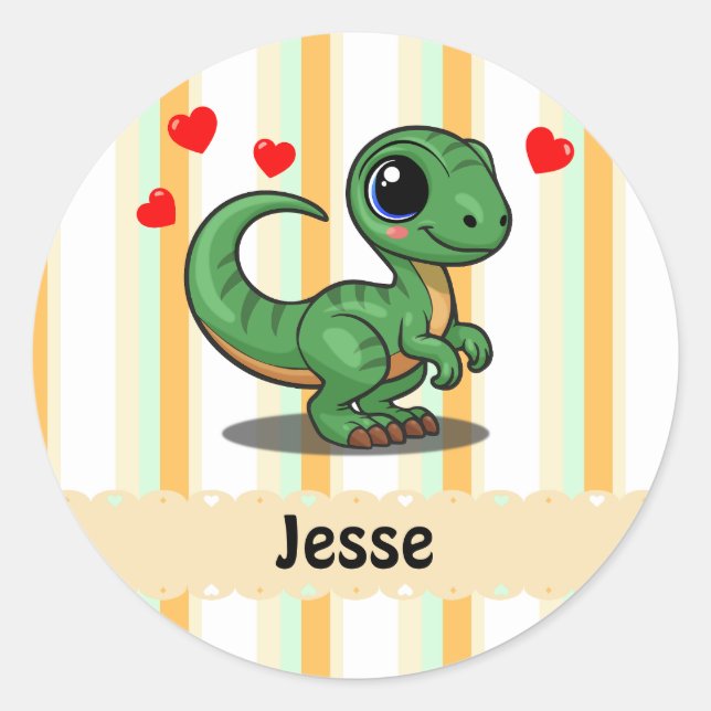 Personalized Velociraptor Dinosaur Stickers (Front)