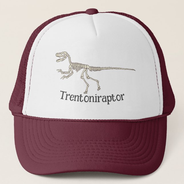 Personalized Velociraptor Name Trucker Hat (Front)