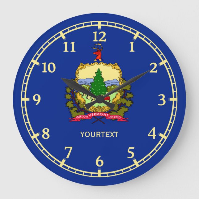 Personalized Vermont State Flag Design on a Large Clock (Front)
