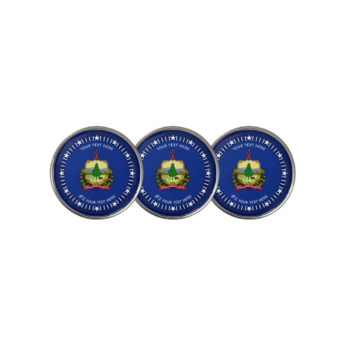 Personalized Vermont State Flag on a Golf Ball Marker