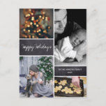 Personalized Vertical Family Photo Collage Holiday Postcard<br><div class="desc">Your beautiful family photos deserve to be shared during this time of year as you send warm wishes. Customize this modern collage design & personalize with your family last name and greeting. Find the other pieces from the collection. (this is a vertical format,  we also have a horizontal version)</div>