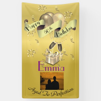 custom happy 50th birthday balloons party banner zazzle com