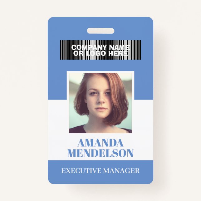 Personalized vertical photo ID  Badge (Front)