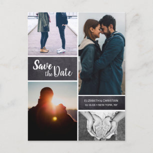 Personalized, Vertical Save the Date Photo Collage Announcement Postcard