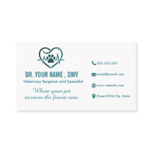 Personalized Vet Clinic Card with Pet Heart Logo