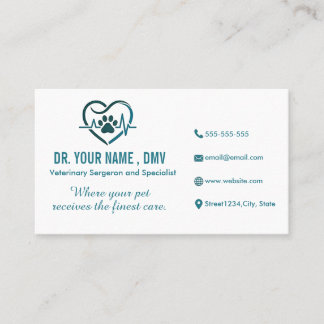 Personalized Vet Clinic Card with Pet Heart Logo