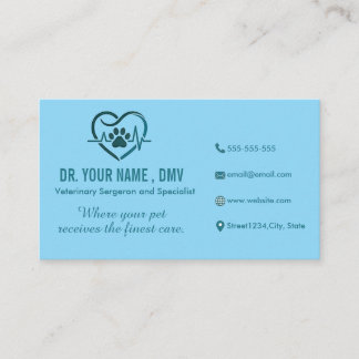 Personalized Vet Clinic Card with Pet Heart Logo