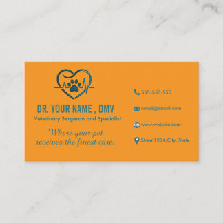 Personalized Vet Clinic Card with Pet Heart Logo