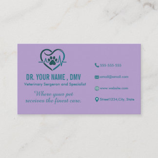 Personalized Vet Clinic Card with Pet Heart Logo