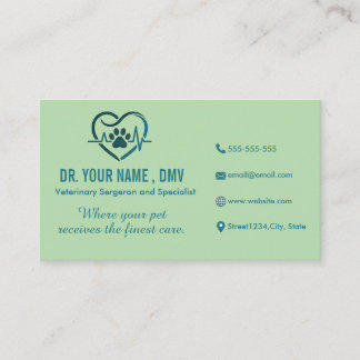 Personalized Vet Clinic Card with Pet Heart Logo