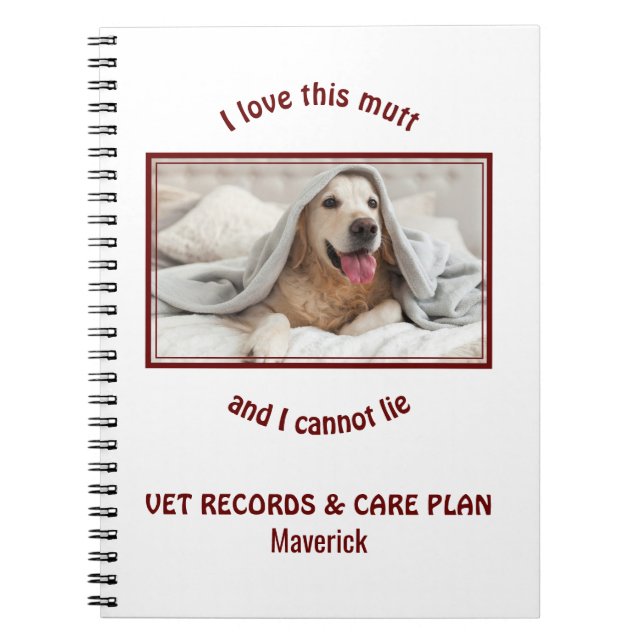 Personalized VET RECORDS | CARE PLAN | Add Photo Notebook (Front)