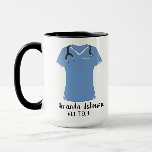 Personalized Vet Tech Blue Scrubs Mug (Left)