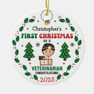 Personalized Veterinarian First Christmas Tree Ceramic Ornament