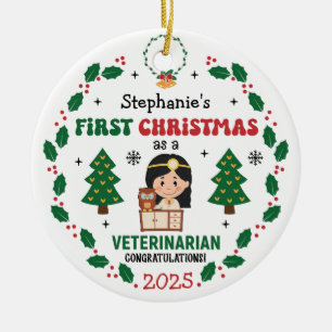 Personalized Veterinarian First Christmas Tree Ceramic Ornament