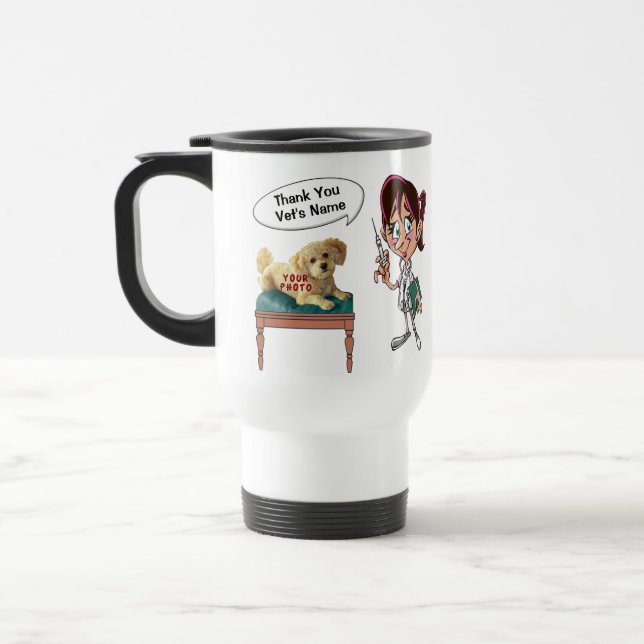Personalized Veterinarian Gifts YOUR TEXT, PHOTO Travel Mug (Left)