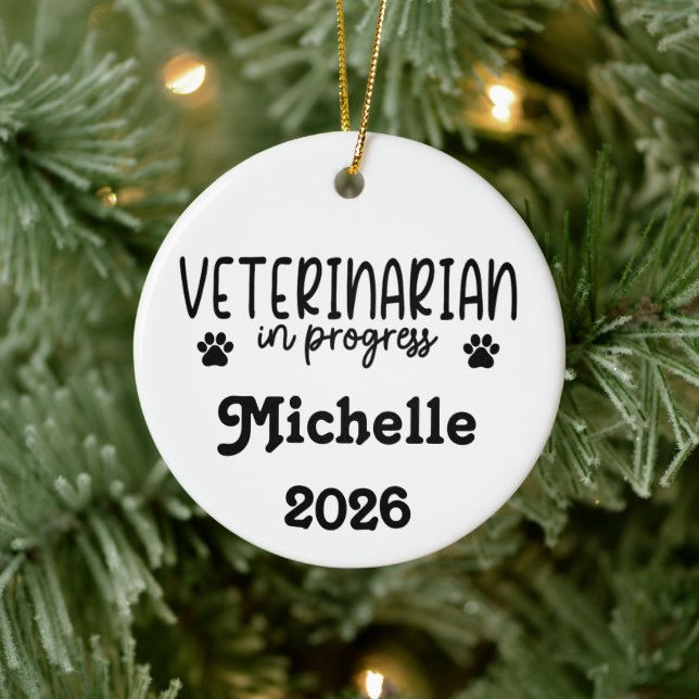 Personalized Veterinarian In Progress  Ceramic Ornament (Tree)