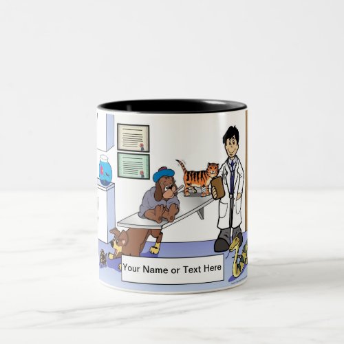 Personalized Veterinarian _ Male Cartoon Two_Tone Coffee Mug