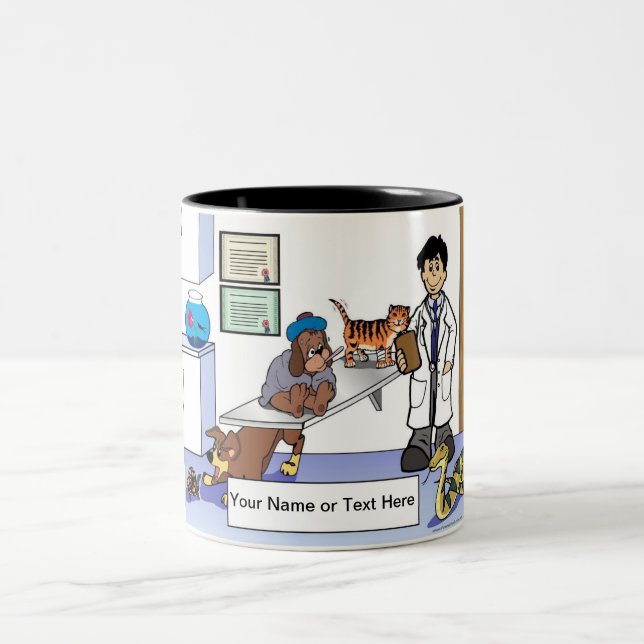 Personalized Veterinarian - Male Cartoon Two-Tone Coffee Mug (Center)