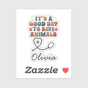 Personalized Veterinarian name, Custom Animal Love Sticker