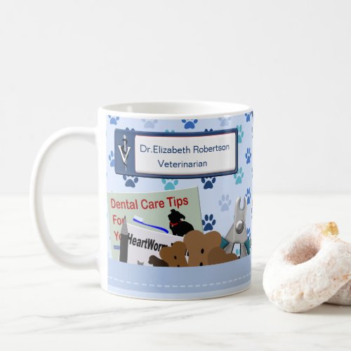 Personalized Veterinary Design In Light Blue Coffee Mug