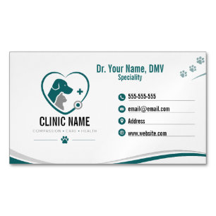 Personalized Veterinary Modern Business Card Magnet