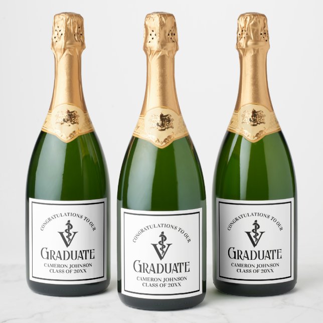 Personalized Veterinary School Graduation Party Sparkling Wine Label (Bottles)
