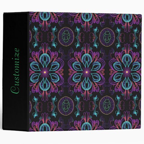 Personalized Vibrant Abstract Floral  3 Ring Binder