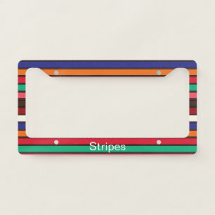 Personalized Vibrant Colorful Stripes License Plate Frame