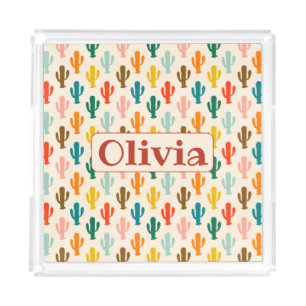 Personalized Vibrant Desert Botanical Acrylic Tray