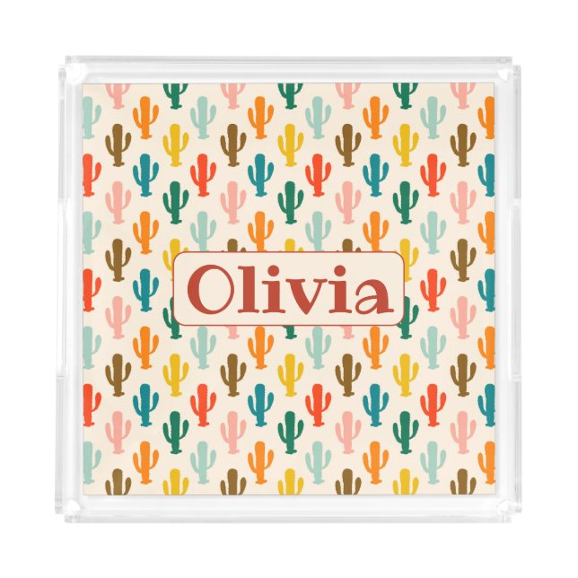 Personalized Vibrant Desert Botanical  Acrylic Tray (Front)