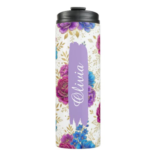 Personalized Vibrant Floral 16oz Thermal Tumbler