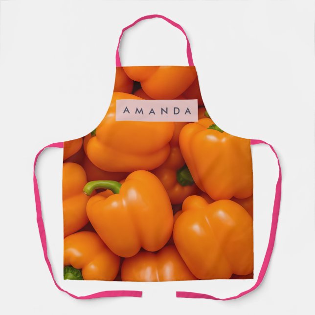Personalized Vibrant Fresh Orange Bell Pepper Apron (Front)