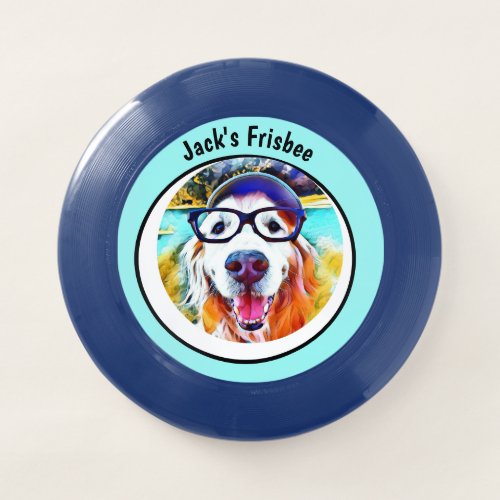 Personalized Vibrant Golden Retriever Nerd Art Wham_O Frisbee