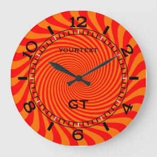 Personalized Vibrant Hot Orange Swirl Dial on a Large Clock