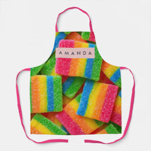 Personalized Vibrant Rainbow Candy Stripe Apron