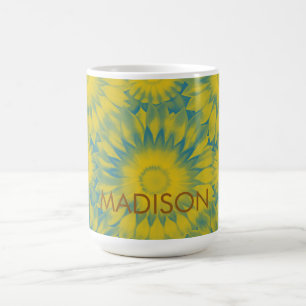 Personalized Vibrant Sunflower Tie-Dye Art Coffee Mug