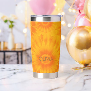 Personalized Vibrant Sunflower Tie-Dye Art Insulated Tumbler