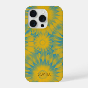 Personalized Vibrant Sunflower Tie-Dye Art iPhone 15 Pro Case