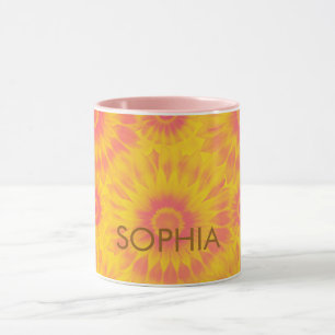Personalized Vibrant Sunflower Tie-Dye Art Mug