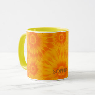 Personalized Vibrant Sunflower Tie-Dye Art Mug