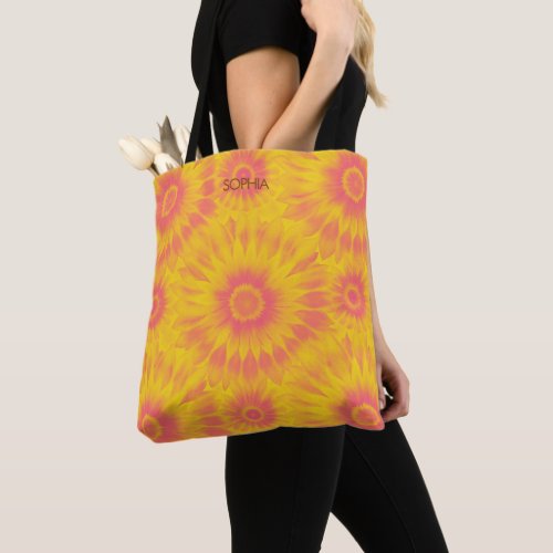 Personalized Vibrant Sunflower Tie-Dye Art Tote Bag