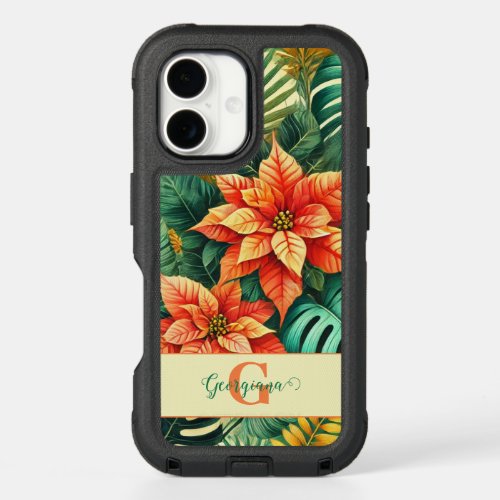 Personalized Vibrant Tropical Christmas Poinsettia iPhone 16 Case
