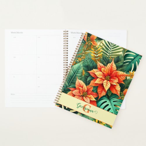 Personalized Vibrant Tropical Christmas Poinsettia Planner
