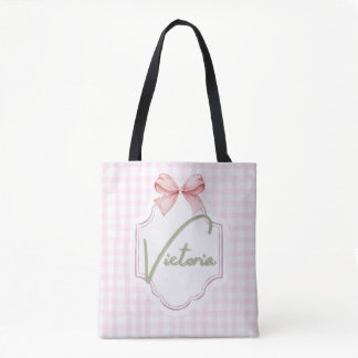 Personalized Victoria Baby Girl Nursery Bow Tote Bag