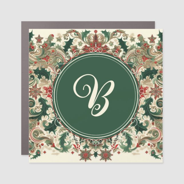 Personalized Victorian/Classic/Vintage Christmas Car Magnet (Front)