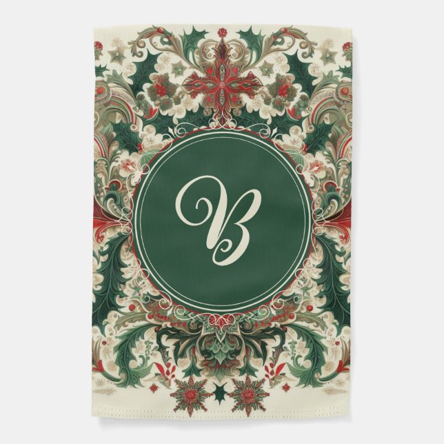 Personalized Victorian/Classic/Vintage Christmas Garden Flag (Front)