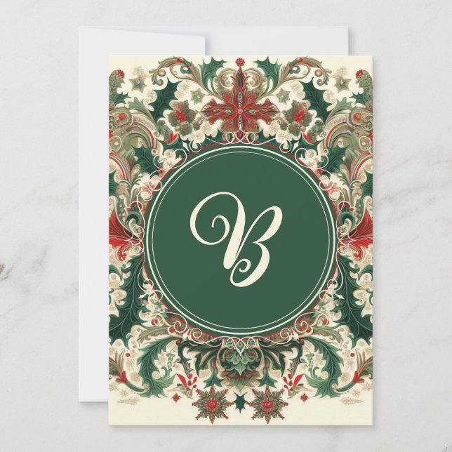 Personalized Victorian/Classic/Vintage Christmas Holiday Card (Front)