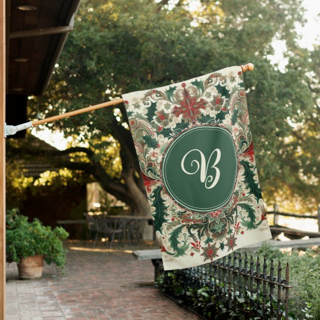 Personalized Victorian/Classic/Vintage Christmas House Flag (In SItu)