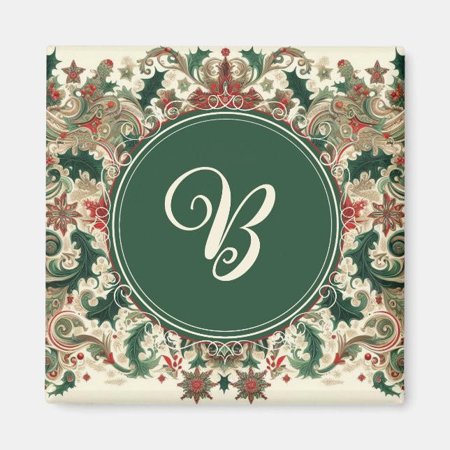 Personalized Victorian/Classic/Vintage Christmas Magnet (Front)